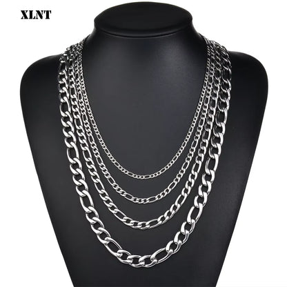 Fashion New Figaro Chain Necklace for Men Punk Silver Color Stainless Steel Long Necklace Men Hip Hop Jewelry Gift