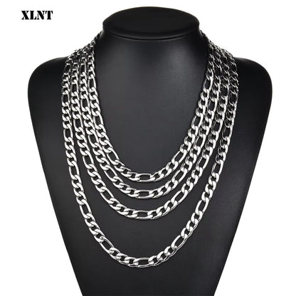 Fashion New Figaro Chain Necklace for Men Punk Silver Color Stainless Steel Long Necklace Men Hip Hop Jewelry Gift