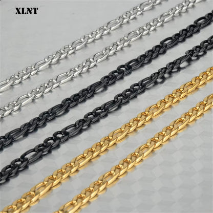 Fashion New Figaro Chain Necklace for Men Punk Silver Color Stainless Steel Long Necklace Men Hip Hop Jewelry Gift