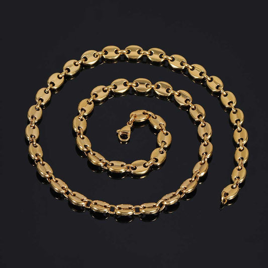 Hip Hop Color Preservation Vacuum Plating 8Mm Coffee Bean Necklace Bracelet