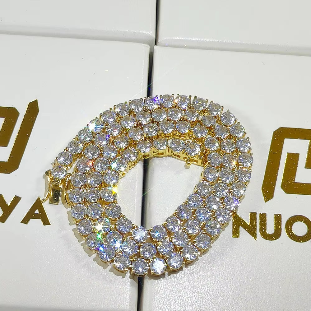 Hip-Hop 1 Row Cz Tennis Chain Necklace Cubic Zircon Iced Out 3Mm 4Mm 5Mm 6Mm 18/K Rapper Necklace Drop Shipping Luxury Jewelry