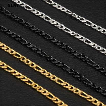 Fashion New Figaro Chain Necklace for Men Punk Silver Color Stainless Steel Long Necklace Men Hip Hop Jewelry Gift